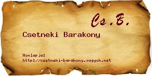Csetneki Barakony névjegykártya